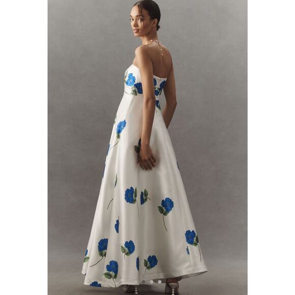 NEW  Aston Studio Audrey Strapless Floral Taffeta Maxi Dress Size S - Picture 4 of 11